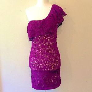 NWT Bebe One Shoulder Lace Form Fitted Dress - SzS